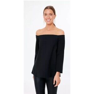 Tuckernuck Top Blouse Womens Large Black Miranda Off the Shoulder Long‎ Sleeve